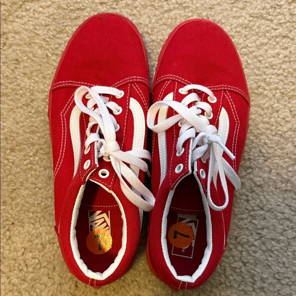 Vans Kids Red and White Sneakers